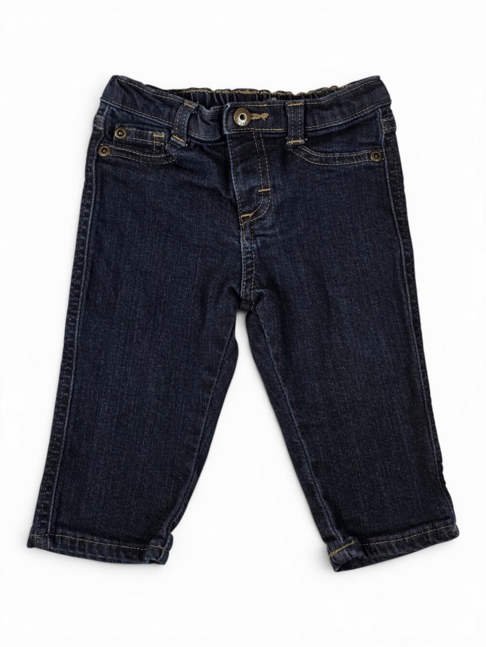 Wrangler Baby Boys Dark Wash Stretch Jeans 6-9M Elastic Waist Denim Western